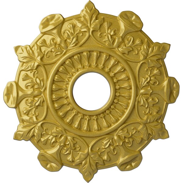 Ekena Millwork Preston Ceiling Medallion (Fits Canopies up to 4"), Hand-Painted Rich Gold, 17 1/2"OD x 4"ID x 1"P CM17PRRGS - main